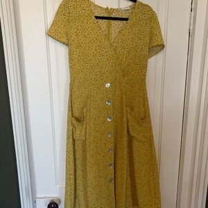 Blu Pepper Yellow Floral Midi Dress